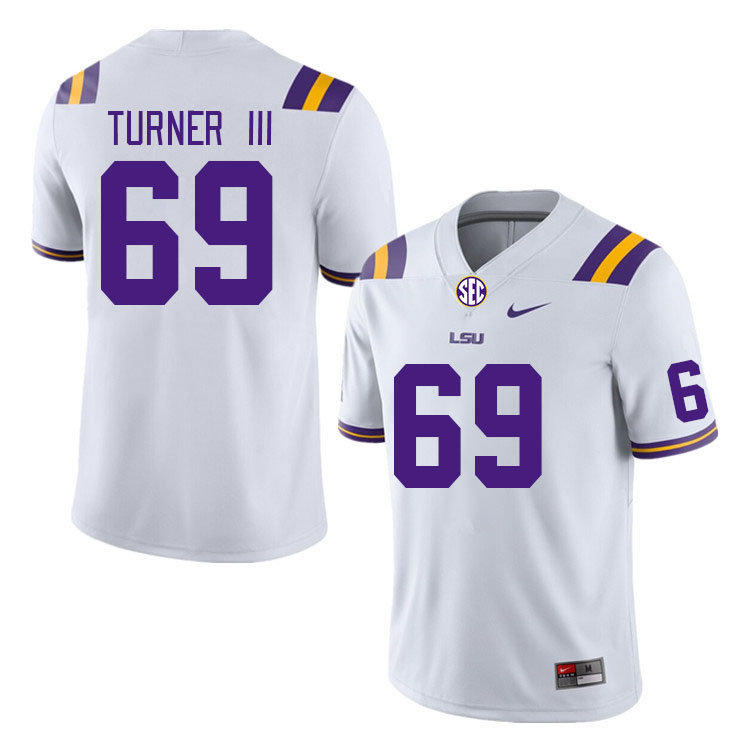 Men #69 Charles Turner III LSU Tigers College Football Jerseys Stitched-White
